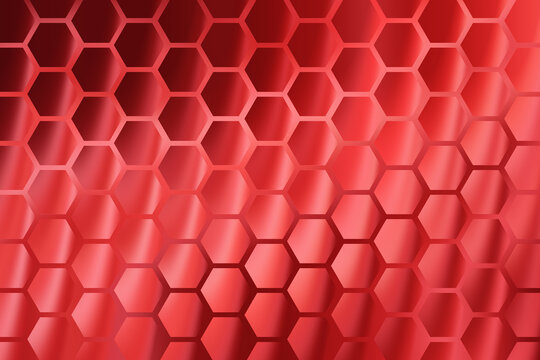 Red hexagonal geometric pattern background with vibrant gradient and abstract honeycomb design for digital use illustration