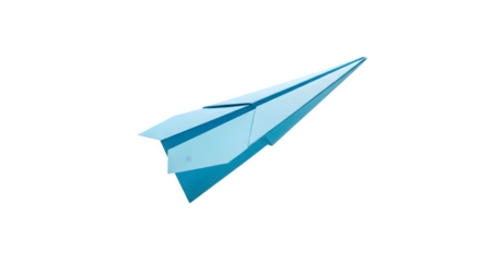 Blue paper airplane illustration isolated on transparent background