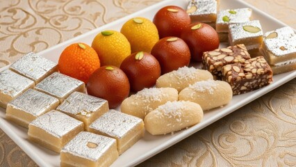 A delightful assortment of traditional Indian sweets