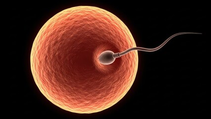 Biological illustration of sperm meeting egg cell