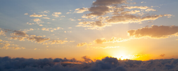 beautiful sunset sky with clouds