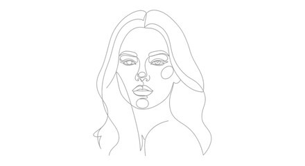 Minimalist Line Drawing of a Woman's Portrait with Elegant Features and Flowing Hair