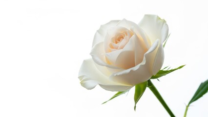 Fresh White Rose with Water Droplets on Petals