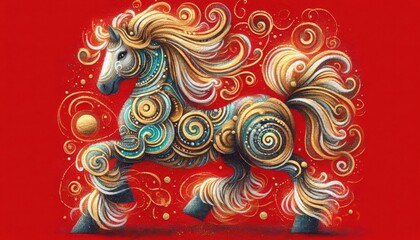 Chinese horse year new year festival, happy holiday, seasonal greeting card background.