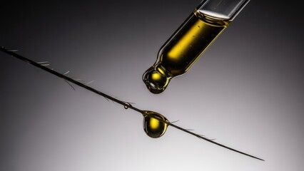 Precision application of golden oil drops from a dropper