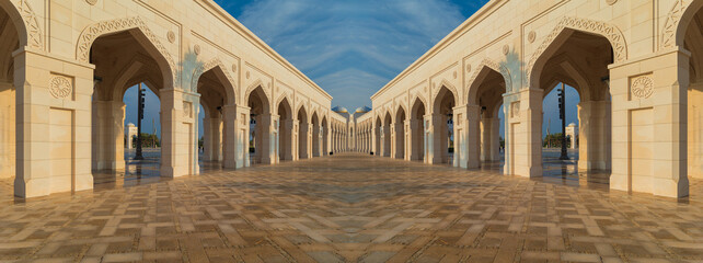 Elements of architecture of buildings, ancient arches, columns, windows and apertures. On the...