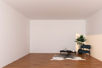 Minimalist Interior Room with White Wall Background. 1