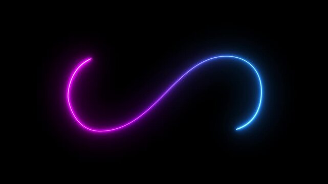 Glowing blue neon infinity symbol animation on black background, seamless loop and Motion graphics of digital symbol concept. - Powered by Adobe