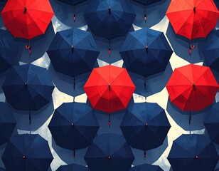 Umbrella Canopy Pattern: Colorful Protection in a Repetitive Composition, Creative Concept