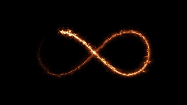 Glowing white neon infinity symbol animation on black background, seamless loop. Motion graphics of digital sign symbol concept.