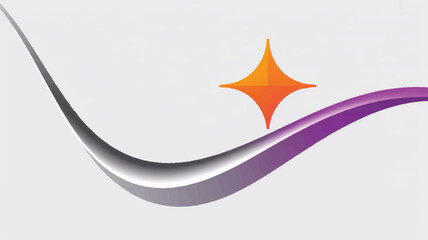 Obraz premium Minimalist corporate logo design featuring a smooth purple white and gray swooshing curved line abstract graphic