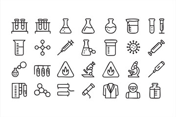 Science Outline Icons for Biotech Labs, Healthcare Graphics, and Molecular Concepts
