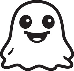 An adorable cartoon ghost, designed with a simplistic style and radiating an aura of cheerfulness, bringing a delightful touch to any project. 