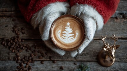 Christmas Coffee with Festive Latte Art