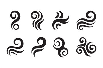 Fototapeta premium Bold Tribal Curl Icons for Decorative Graphics and Expressive Design Themes
