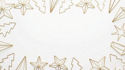 Christmas Background with Gold Ornaments and Copy Space