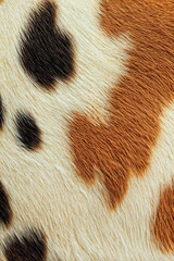 Cowhide texture with brown and black spots on white background  
