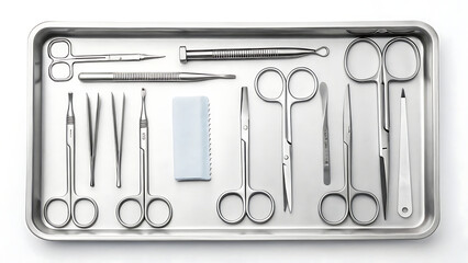 Surgical instrument tray with metal tool set