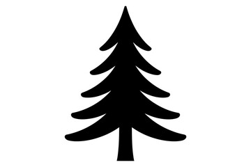 Obraz premium Minimalist Black Silhouette Christmas Tree on White Background