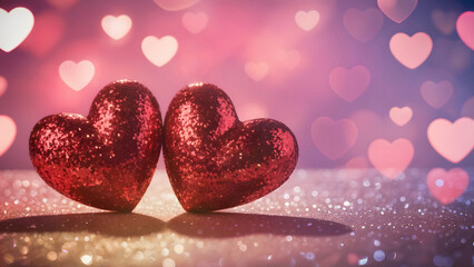 Romantic shimmering red hearts a symbol of love and affection Valentine's Day projects