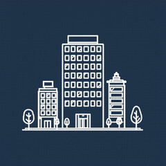 Obraz premium Cityscape in Silhouette: Modern city skyline rendered in clean lines, embodying urban life and architectural design. A contemporary view of building silhouette, minimalism in city design