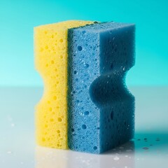 Brightly colored two tone sponge for cleaning and washing
