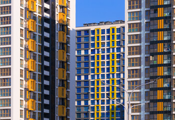 Cityscape, modern buildings on a summer day