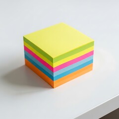 Stack of colorful sticky notes on a white surface