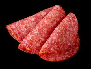 Drei Salamischeiben, Salami, Wurst, isoliert, Abendbrot, 