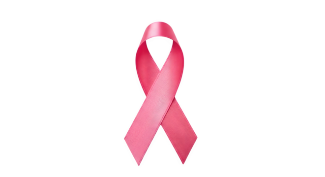 Pink ribbon symbol isolated on transparent background for breast cancer awareness