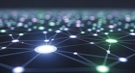 Abstract network background with glowing nodes representing connections between data points, symbolizing the interconnectedness of modern technology and communication systems