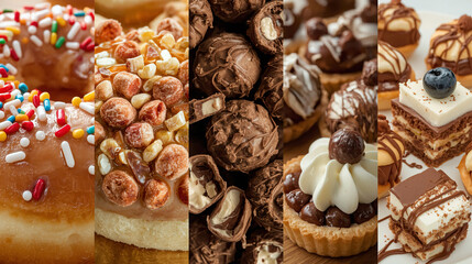 Fototapeta premium Sweet Harmony Stripes: A Colorful Close-Up Dessert Collage