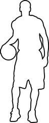 Basketball player with ball outline silhouette.