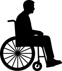 Man on a wheelchair black silhouette.