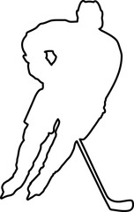 Hockey player with ball outlined silhouette.