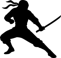 Illustration of a ninja black silhouette.