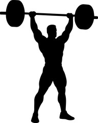 Illustration of a weightlifter athlete black silhouette.