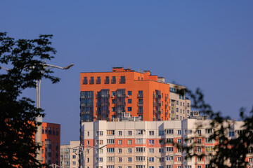 Cityscape, modern buildings on a summer day