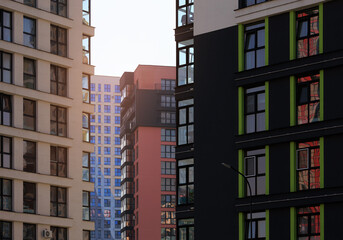 Fototapeta premium Cityscape, modern buildings on a summer day