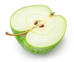 Half of ripe green apple on white background. File contains clipping path.