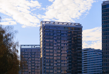 Cityscape, modern buildings on a summer day