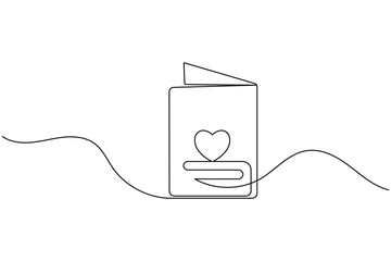 Obraz premium Continuous line drawing of a heart greeting card design concept
