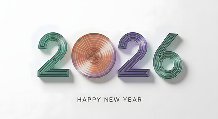 Happy New Year 2026 glamorous banner with sparkling gold glitter text and fireworks burst