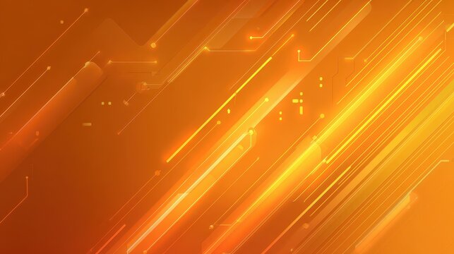 Futuristic orange tech composition featuring glowing nodes and light trails