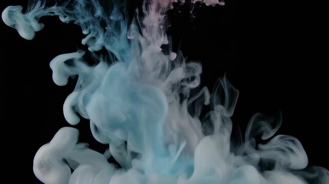 Abstract Swirling Blue and Pink Ink Clouds in Water on Black Background image