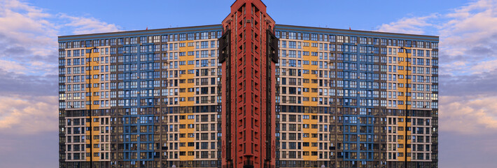 Cityscape, modern buildings on a summer day