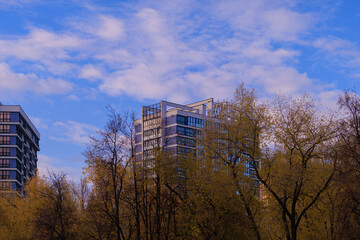 Cityscape, modern buildings on a summer day