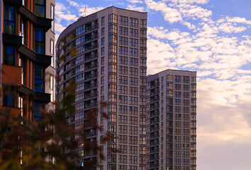 Cityscape, modern buildings on a summer day
