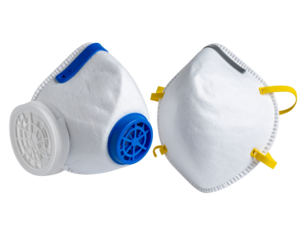 Respirator Mask with Dual Filters Displayed in Dual Layouts, isolated on transparent background
