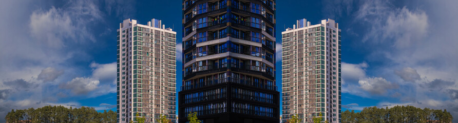 Cityscape, modern buildings on a summer day